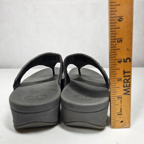 FitFlop Lulu Superglitz Silver Metallic Platform Thong Toe Post Sandals Size 7 - Picture 7 of 9